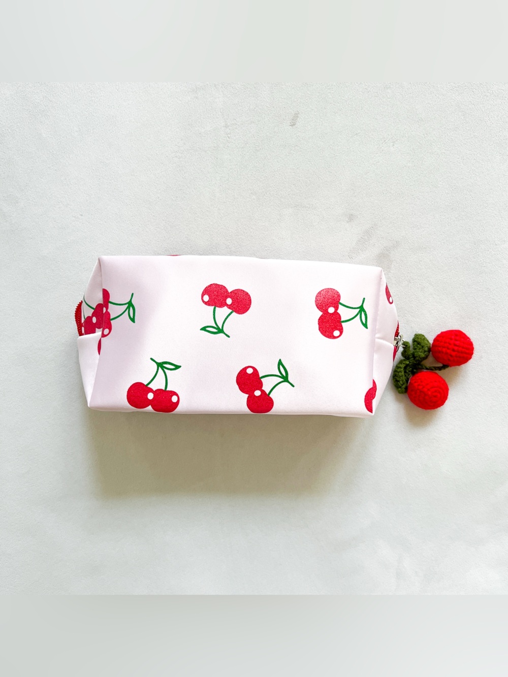 Cherry Print Cosmetic Pouch in Pink & Red Like New